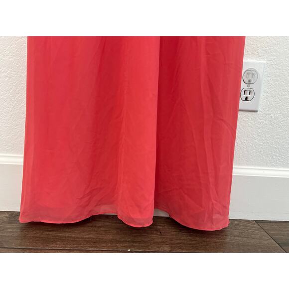 BCBG Pink Chiffon Halter Maxi Dress Womens Medium Event Wedding Coquette Ruffled - Picture 10 of 16